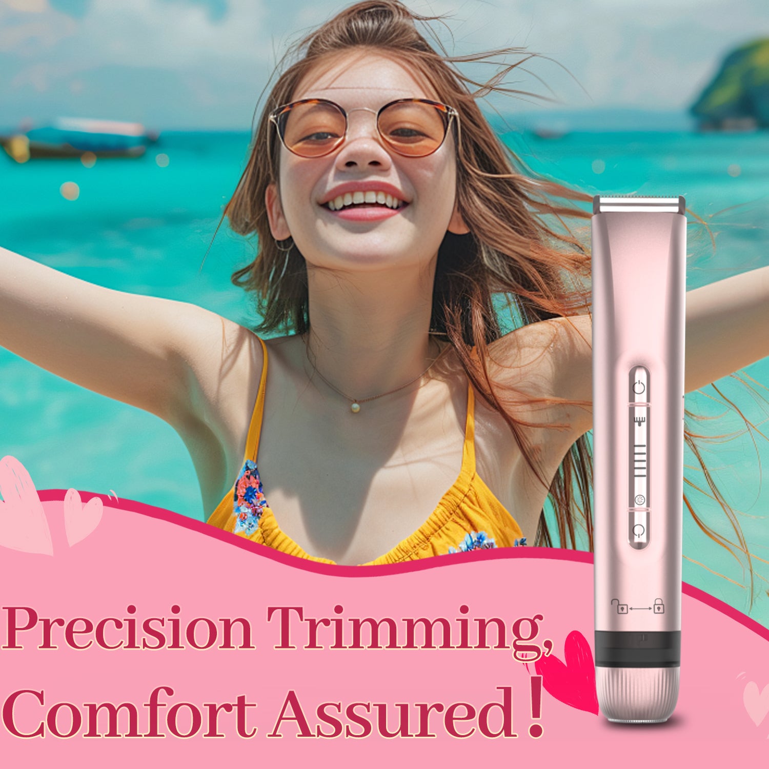 7D24HCARE 2-in-1 Body & Bikini Trimmer for Women - Rechargeable, IPX7 Waterproof Electric Shaver