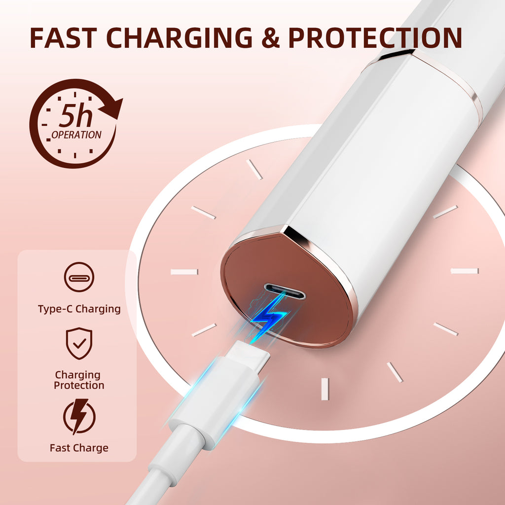 7D24HCARE Flawless Facial Hair Remover for Women - Rechargeable & Painless Lady Shaver with LED