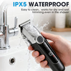 7D24HCARE 5-in-1 Pro Men's Grooming Kit - Cordless, Waterproof Electric Razor with LED Display