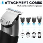 7D24HCARE 5-in-1 Pro Men's Grooming Kit - Cordless, Waterproof Electric Razor with LED Display