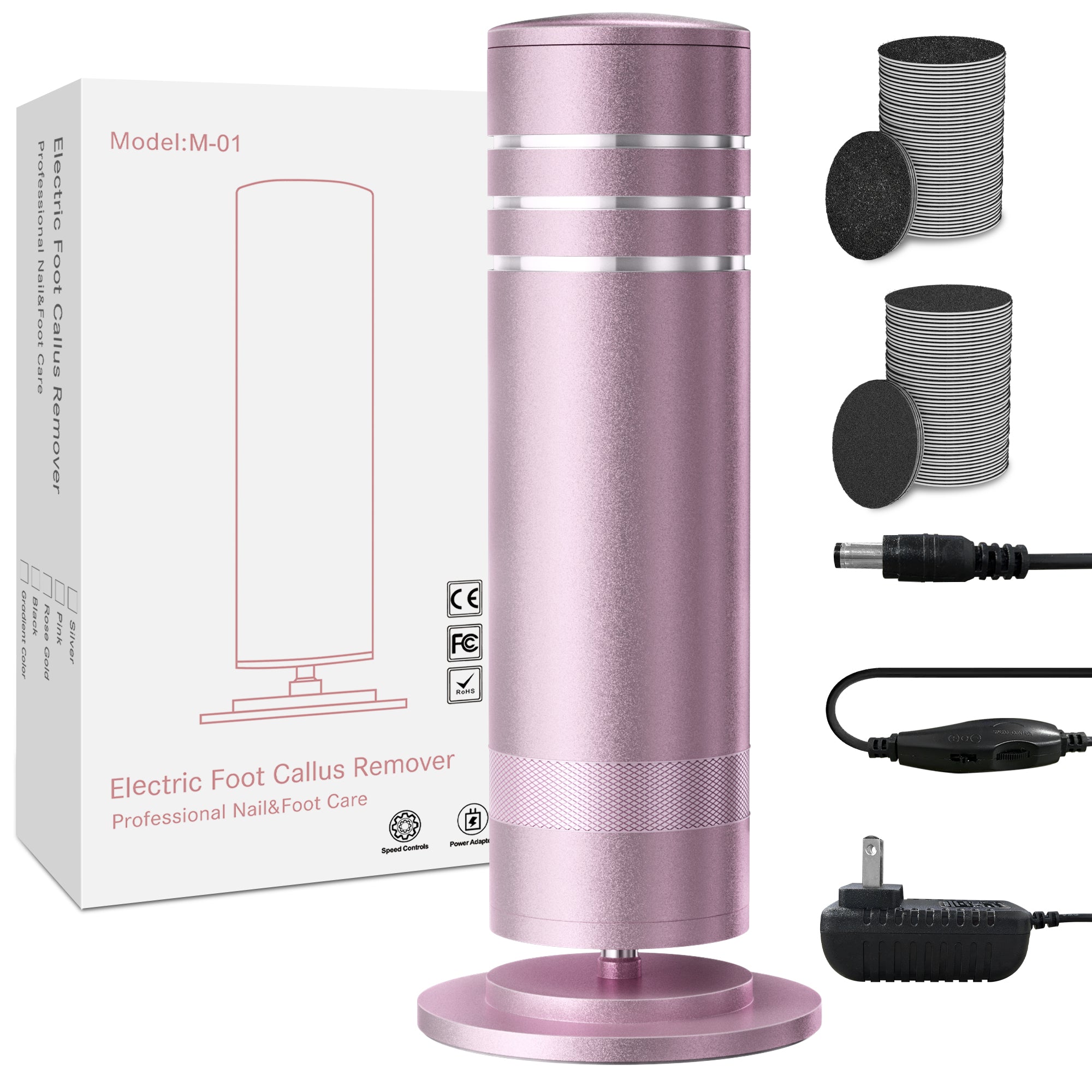 7D24HCARE Professional Electric Callus Remover for Feet - Stepless Speed, Aluminum Alloy Body